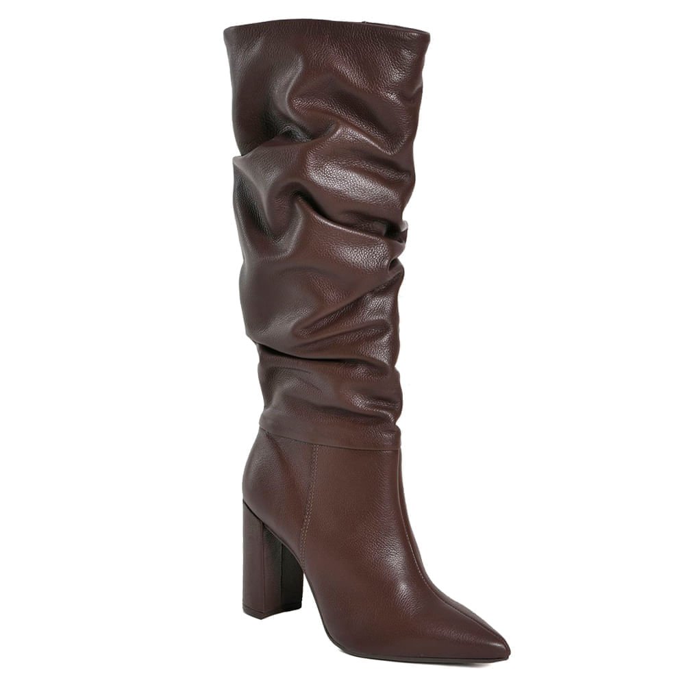 Bota Feminina Via Marte Slouchy Cano Longo Bico Fino Marrom Marrom 2