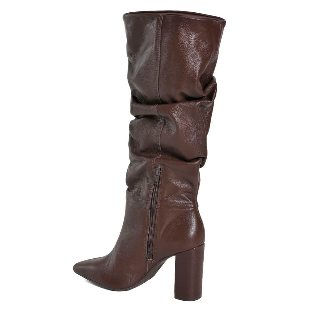 Bota Feminina Via Marte Slouchy Cano Longo Bico Fino Marrom Marrom 3