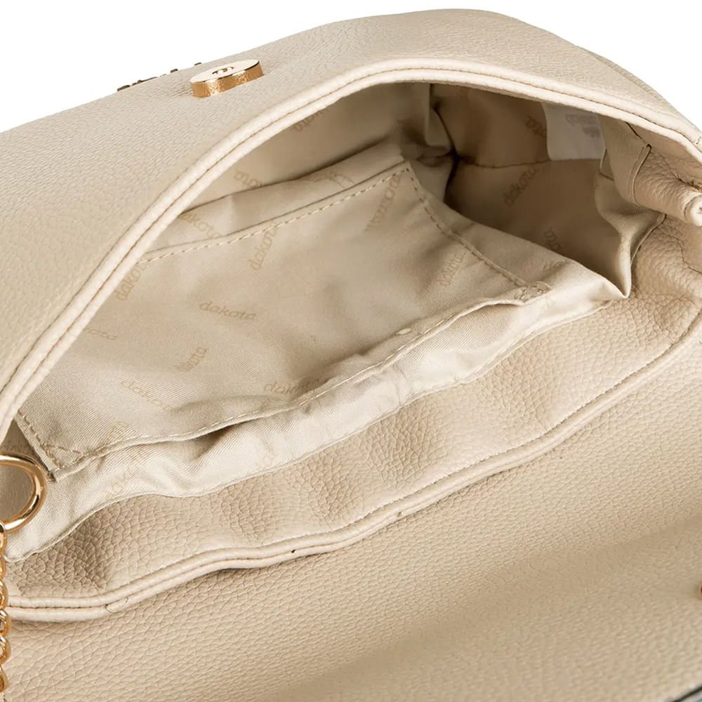 Bolsa Feminina Dakota Pequena Transversal Logo Bege Bege 4