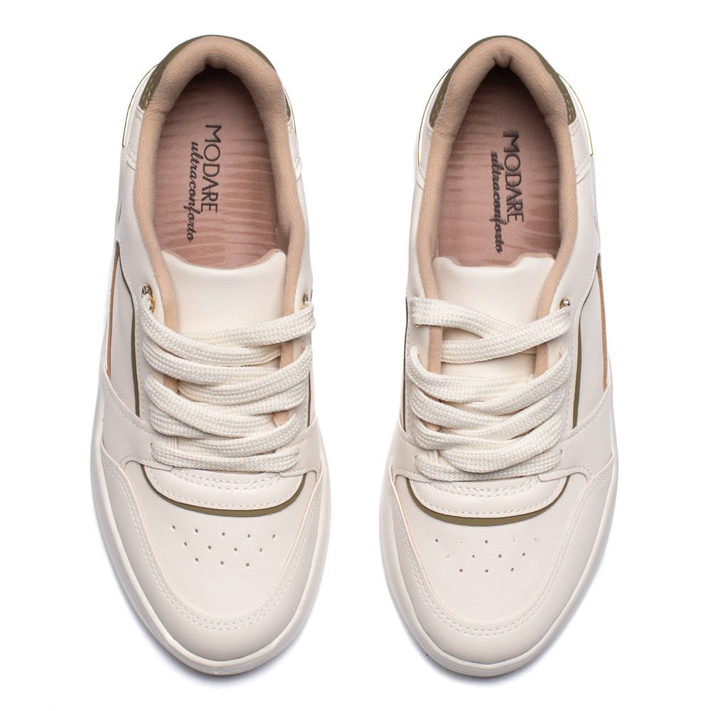 Tênis Feminino Modare Casual Branco/Verde Branco 3
