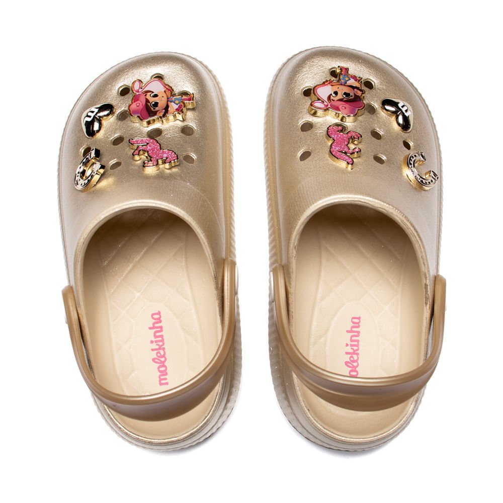 Sandália Babuche Infantil Molekinha Pins Dourado Dourado 4