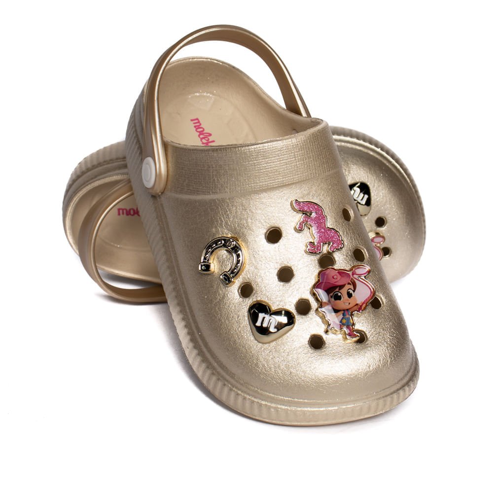 Sandália Babuche Infantil Molekinha Pins Dourado Dourado 6