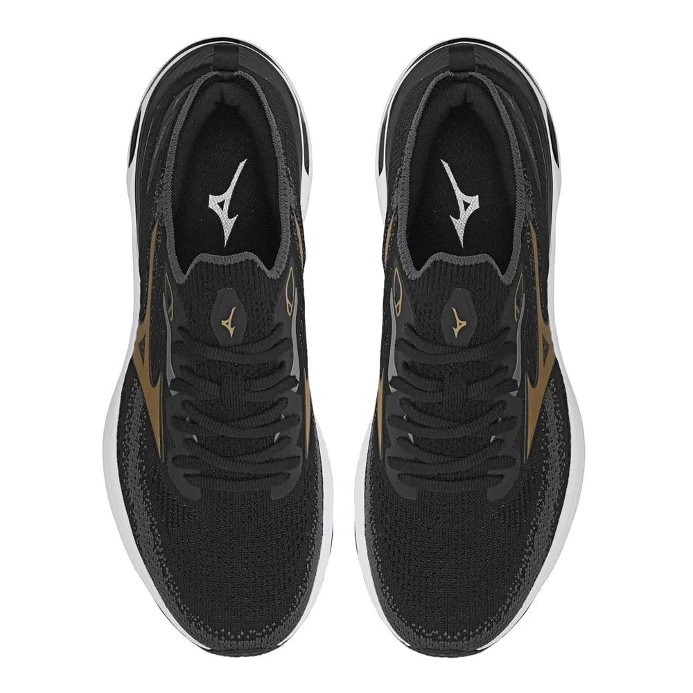 Tênis Masculino Mizuno Wave Mirai 8 Knit Preto/Dourado Preto 4