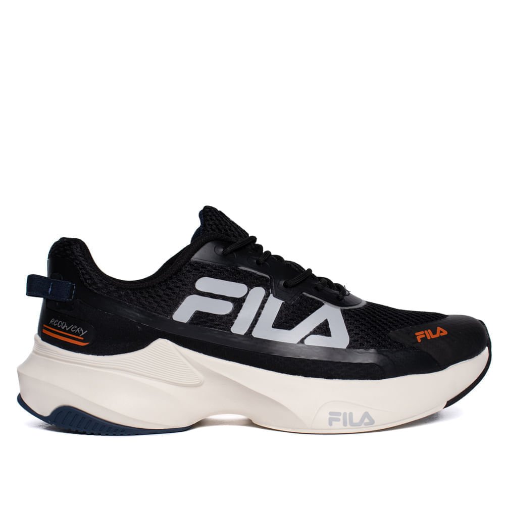 Tênis Masculino Fila Recovery Esportivo Preto/Laranja