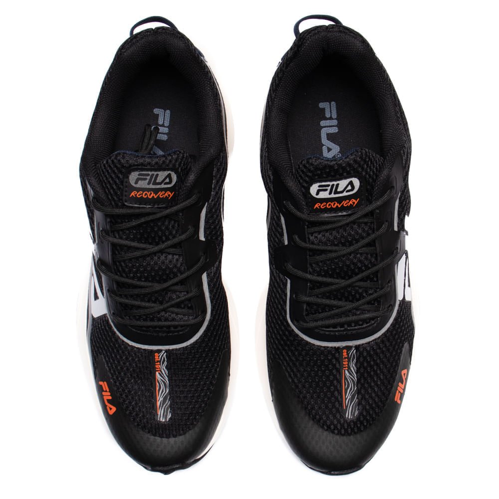 Tênis Masculino Fila Recovery Esportivo Preto/Laranja Preto 4