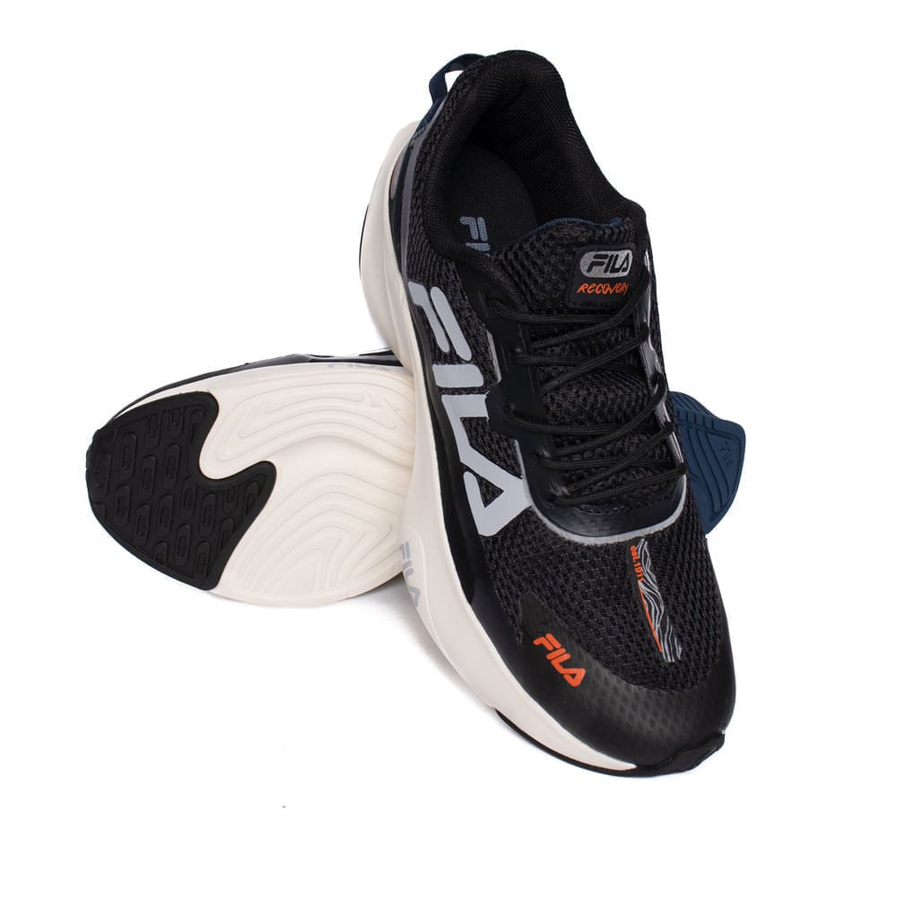 Tênis Masculino Fila Recovery Esportivo Preto/Laranja Preto 5