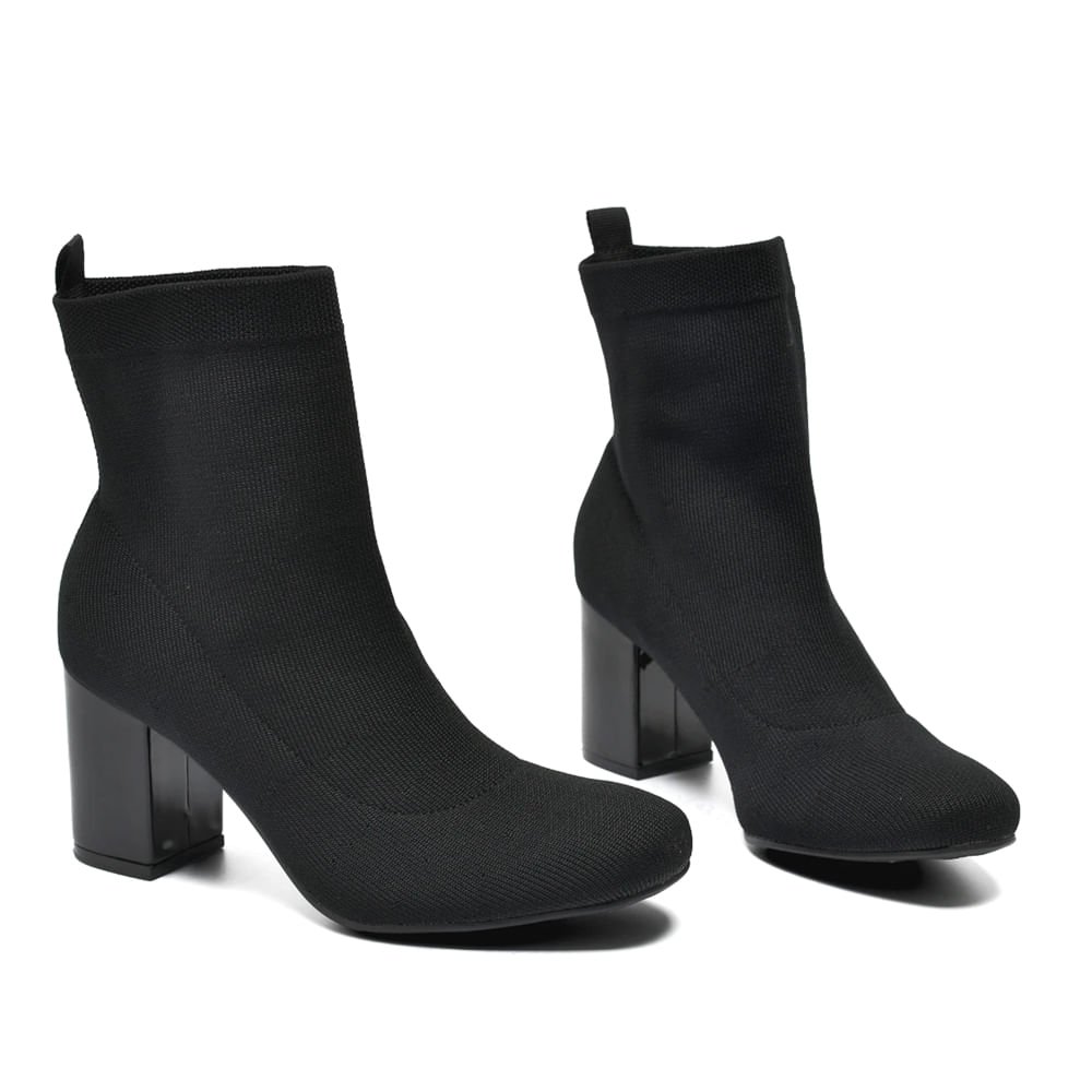 Bota Feminina Via Marte Sock Boot Knit Preto Preto 3