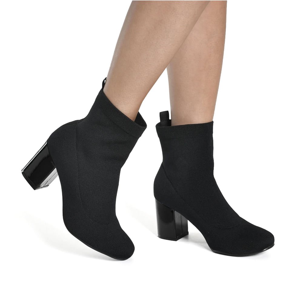 Bota Feminina Via Marte Sock Boot Knit Preto Preto 5