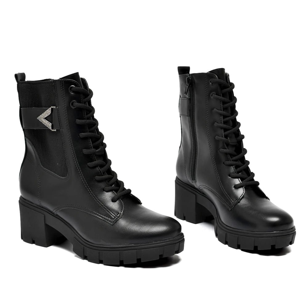 Coturno Feminino Via Marte Strass Napa Preto Preto 2