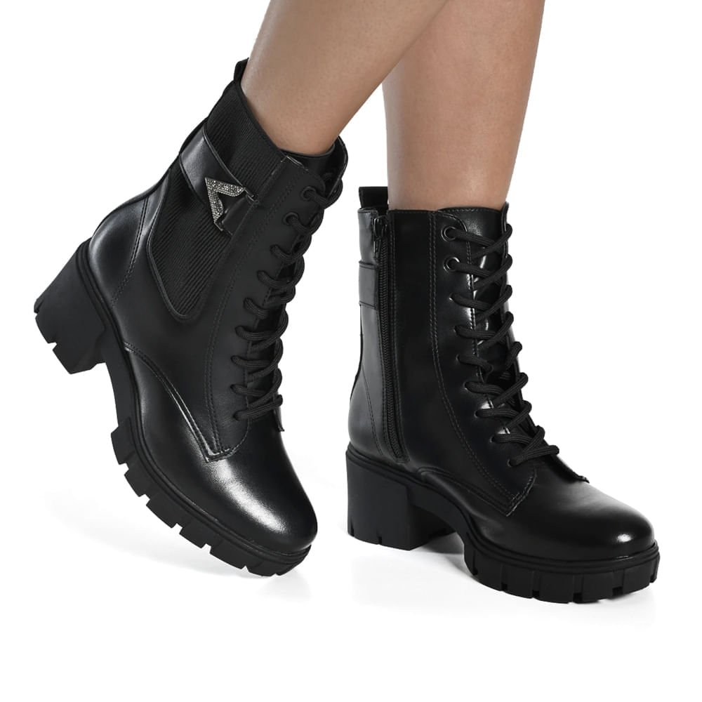 Coturno Feminino Via Marte Strass Napa Preto Preto 5