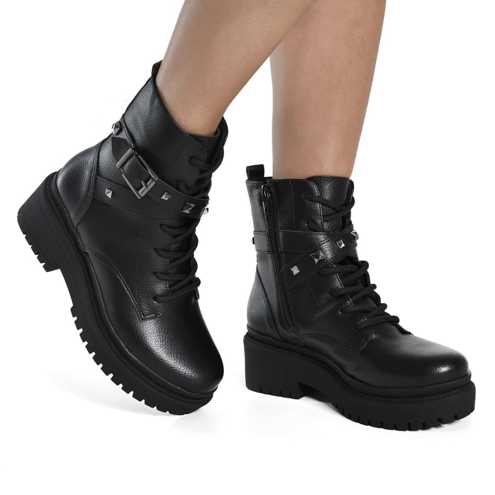Coturno Feminino Via Marte Napa Rocker Burnished Preto Preto 5