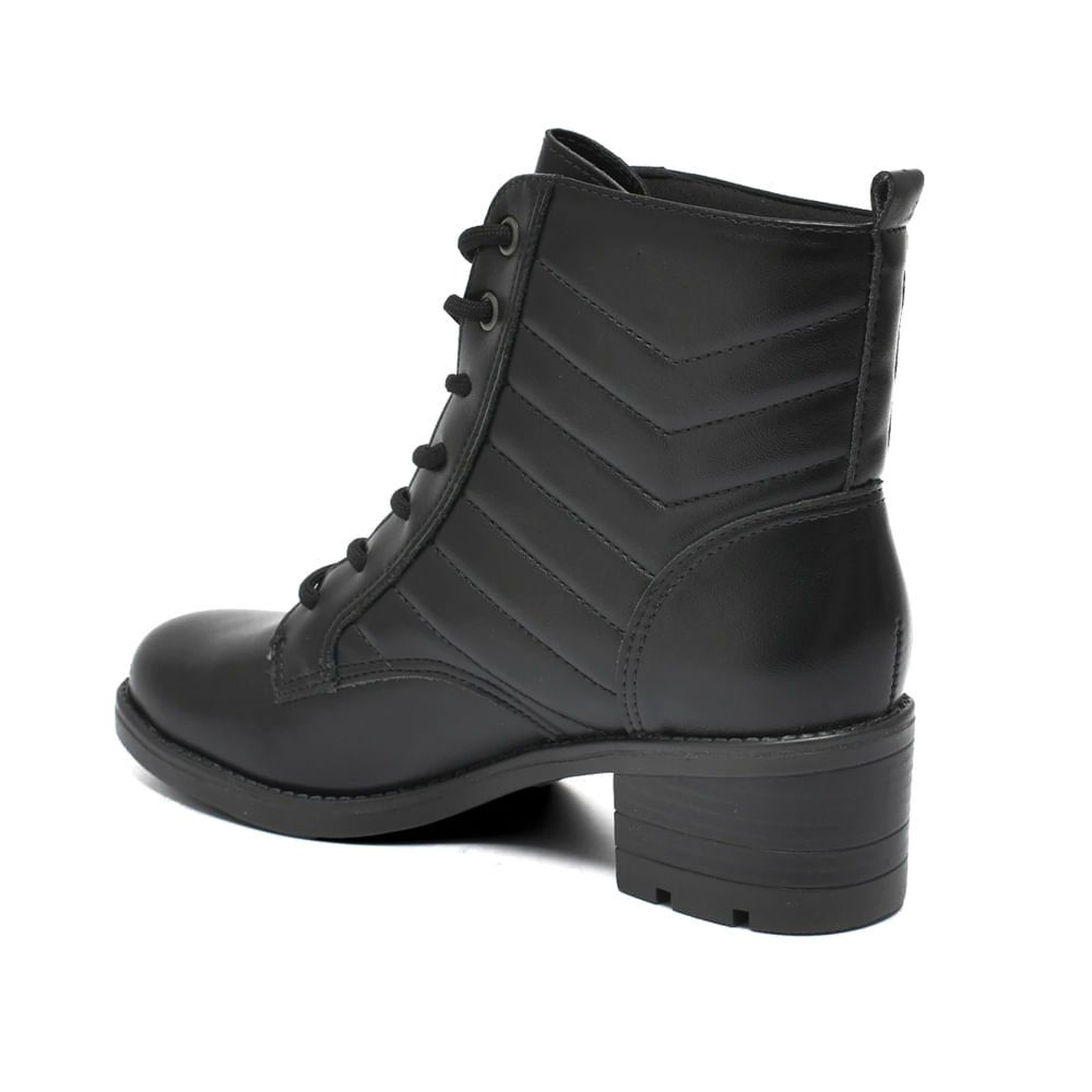 Coturno Feminino Via Marte Matelassê Napa Preto Preto 2