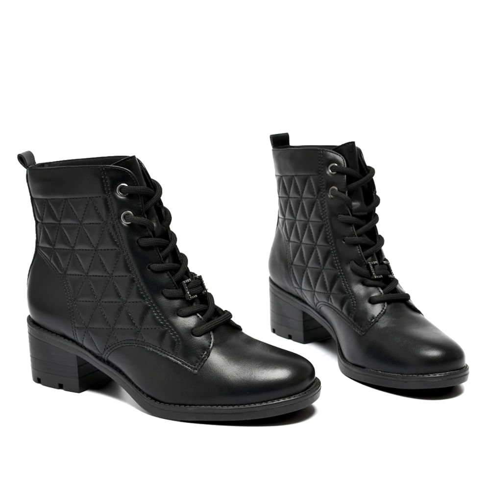 Coturno Feminino Via Marte Matelassê Napa Preto Preto 3