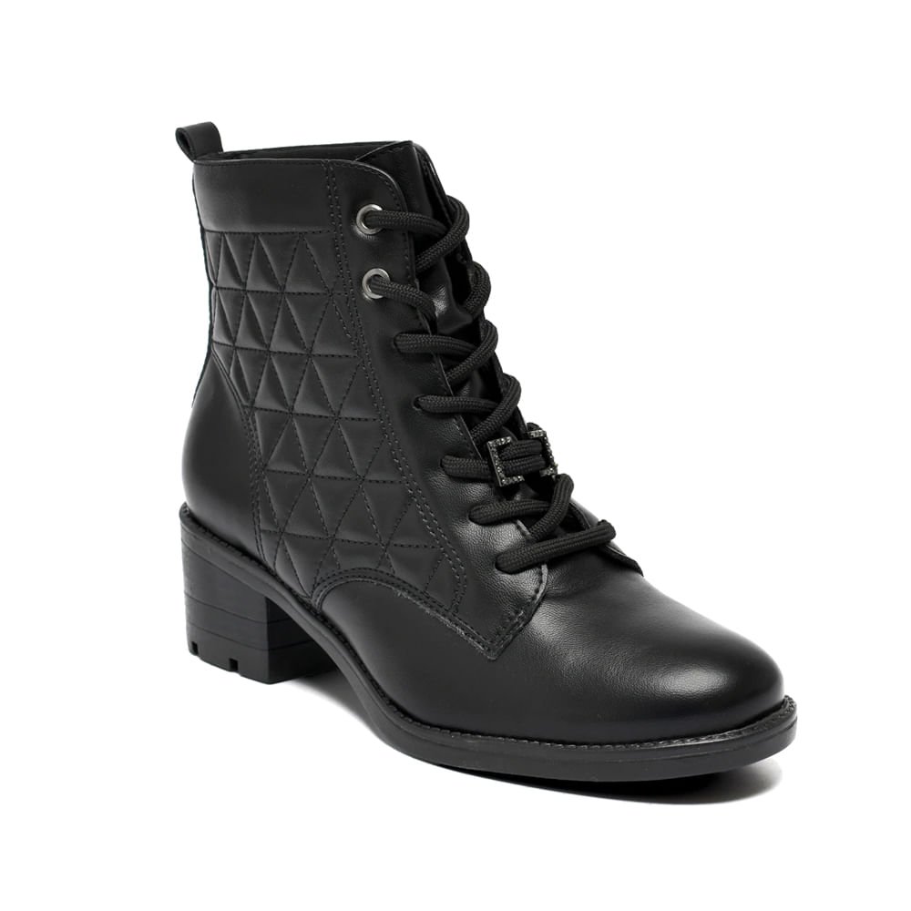 Coturno Feminino Via Marte Matelassê Napa Preto Preto 4