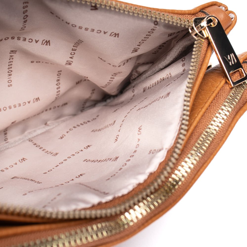 Bolsa Feminina Wj Transversal Divisória Caramelo Marrom 5