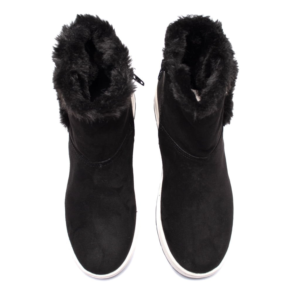 Bota Feminina Via Marte Flatform Peluciado Preto Preto 4