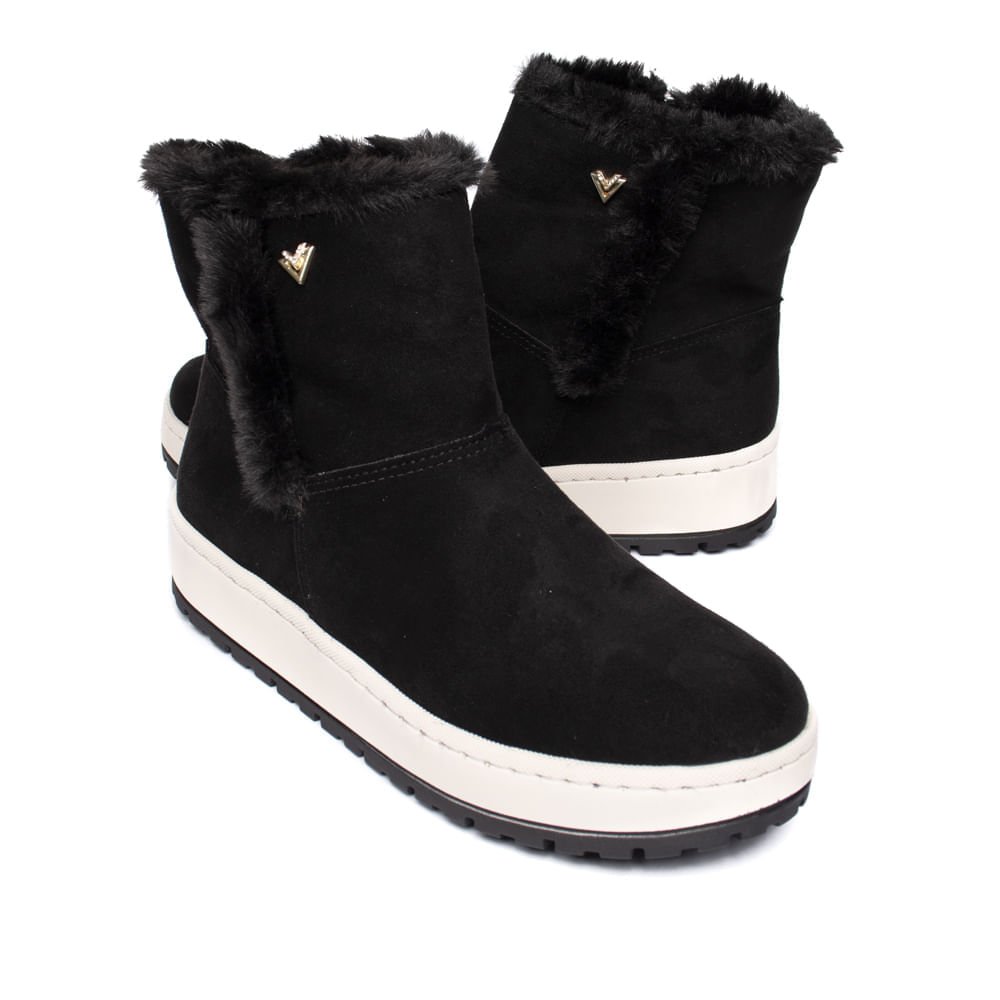 Bota Feminina Via Marte Flatform Peluciado Preto Preto 5