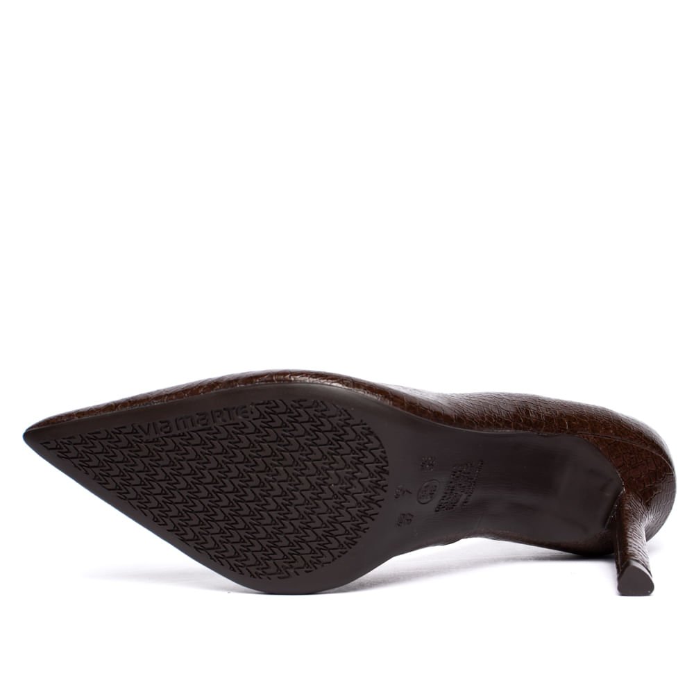 Scarpin Feminino Via Marte Verniz Croco Marrom Escuro Marrom 2
