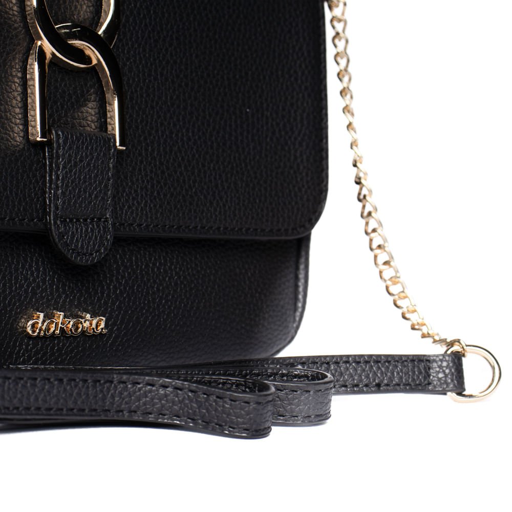 Bolsa Feminina Dakota Pequena Transversal Logo Preto Preto 3
