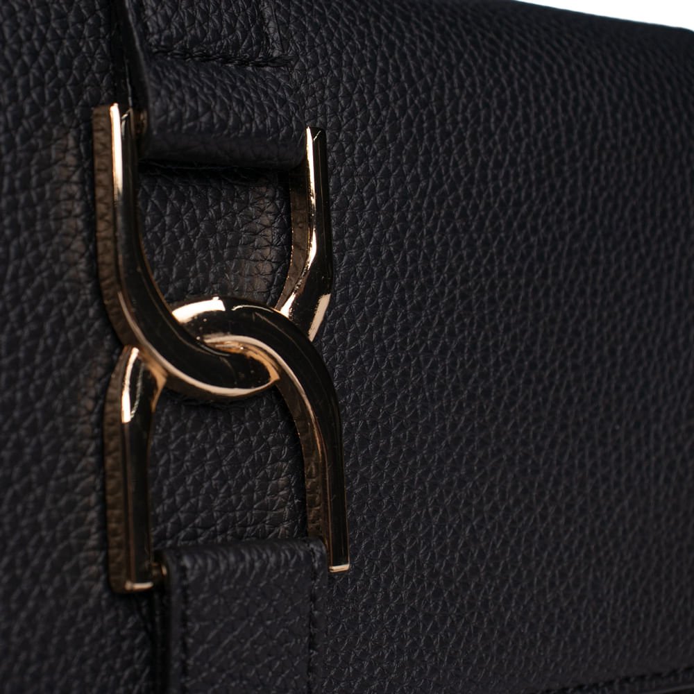 Bolsa Feminina Dakota Pequena Transversal Logo Preto Preto 4