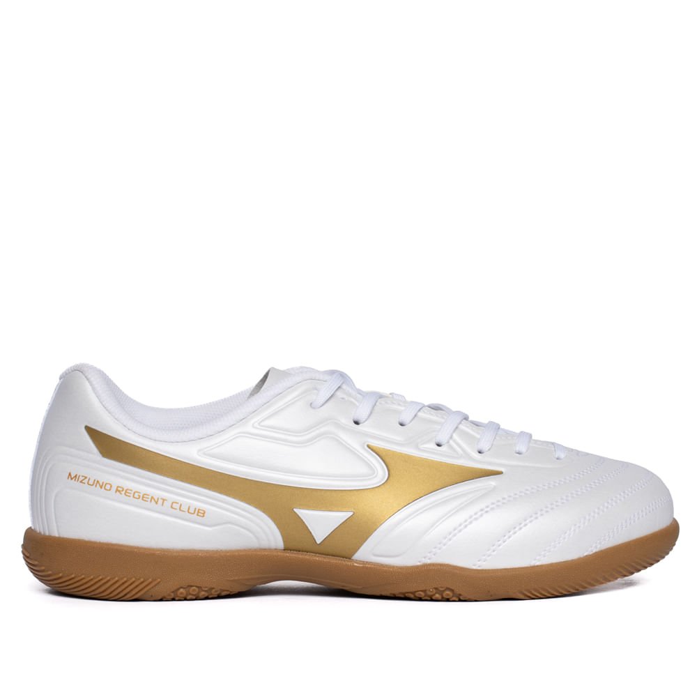 Chuteira Futsal Mizuno Regent Club Esportivo Branco/Dourado