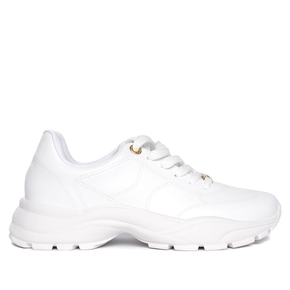 Tênis Feminino Moleca Plataforma Strass Branco