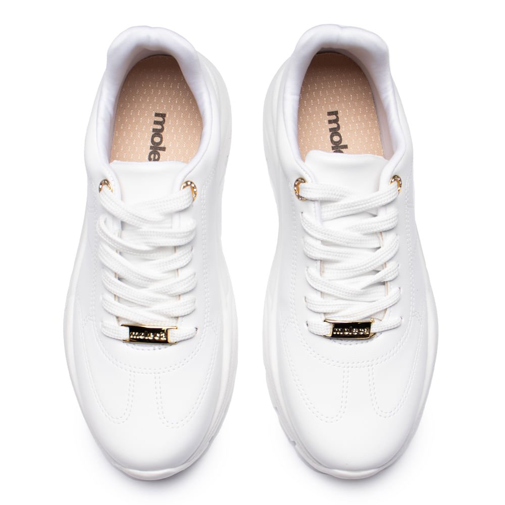 Tênis Feminino Moleca Plataforma Strass Branco Branco 4