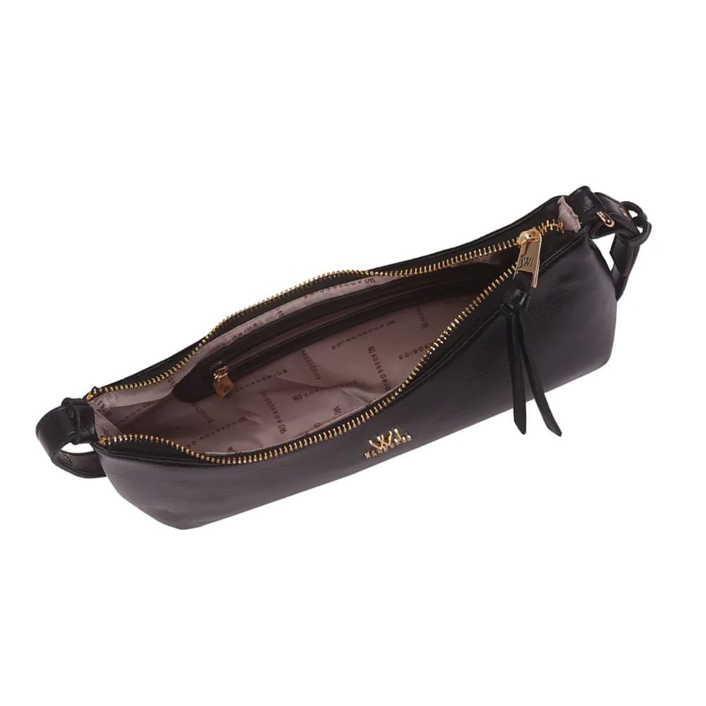 Bolsa Feminina Wj Baguete Detalhe Orgânico Preto Preto 4