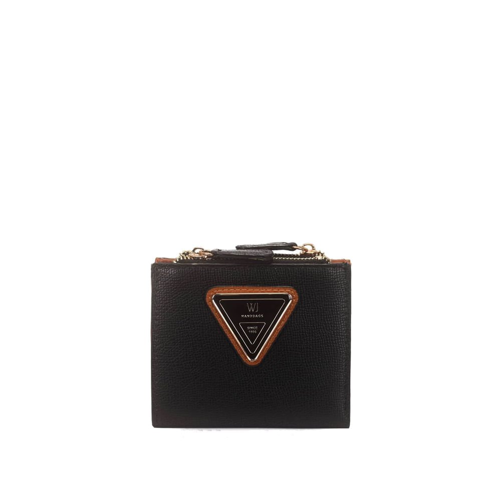 Carteira Feminina Wj Pequena Texturizada Bicolor Preto