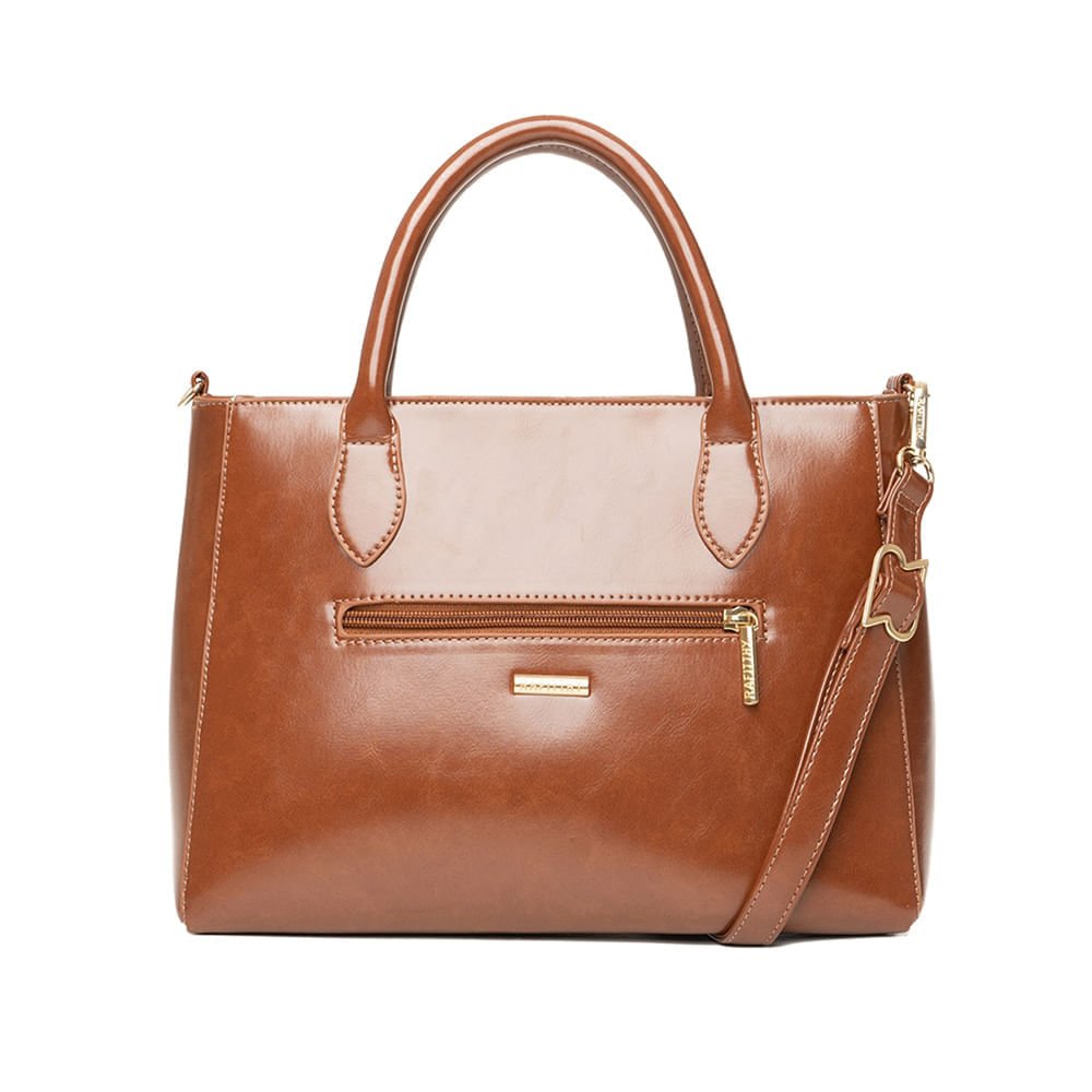Bolsa Feminina Rafitthy Tote Média Verniz Marrom Claro Marrom 2