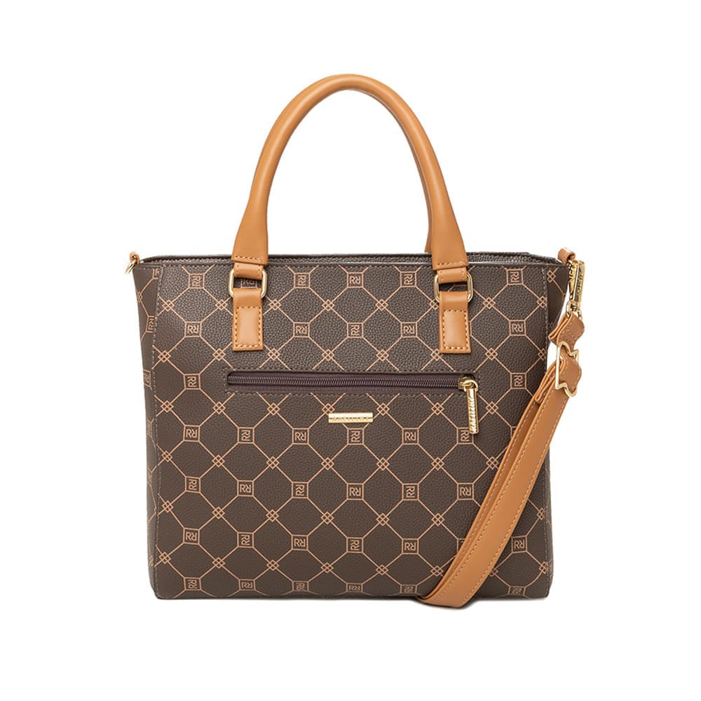 Bolsa Feminina Rafitthy Tote Média Franjas Marrom