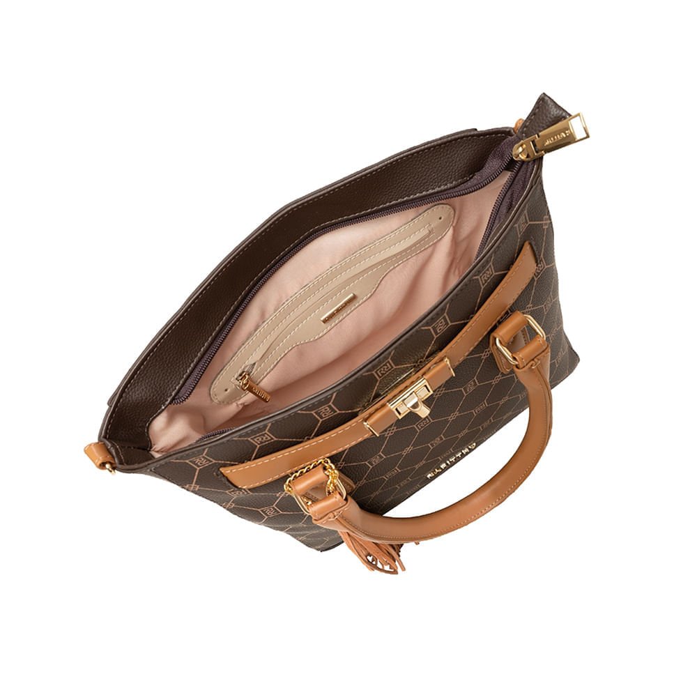 Bolsa Feminina Rafitthy Tote Média Franjas Marrom Marrom 4
