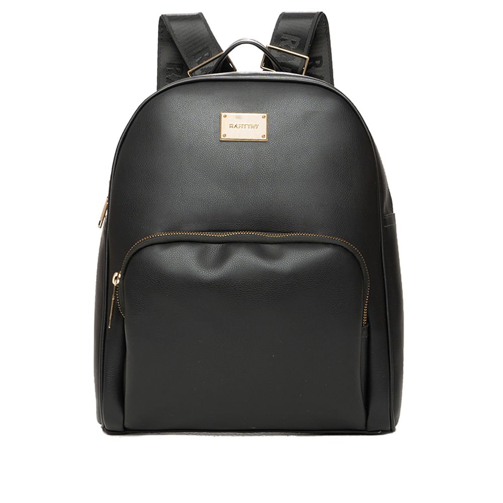 Mochila Feminina Rafitthy Com Bolso Frontal Preto