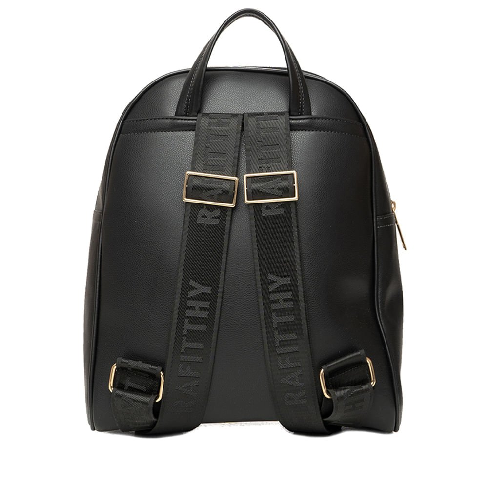 Mochila Feminina Rafitthy Com Bolso Frontal Preto Preto 2