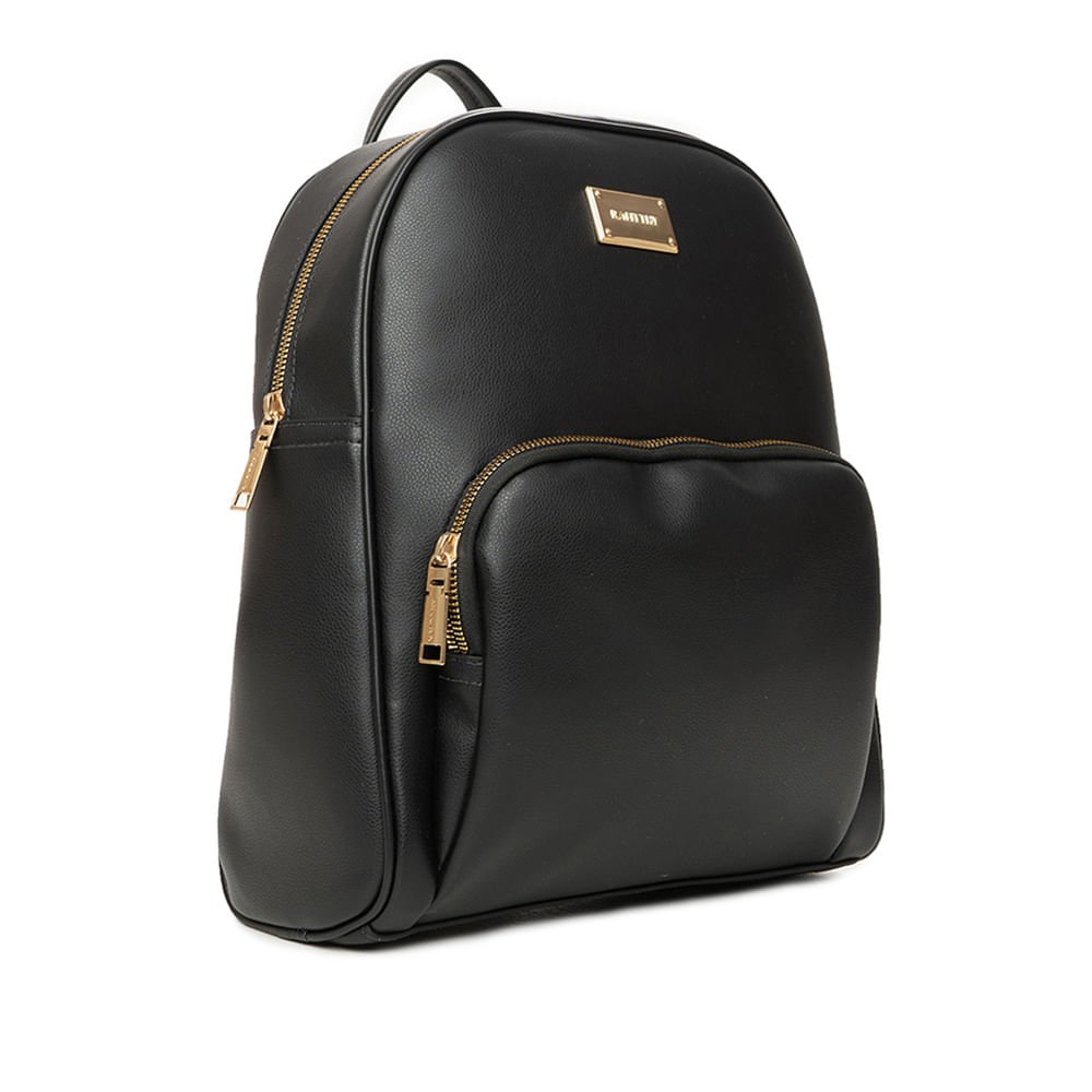 Mochila Feminina Rafitthy Com Bolso Frontal Preto Preto 3