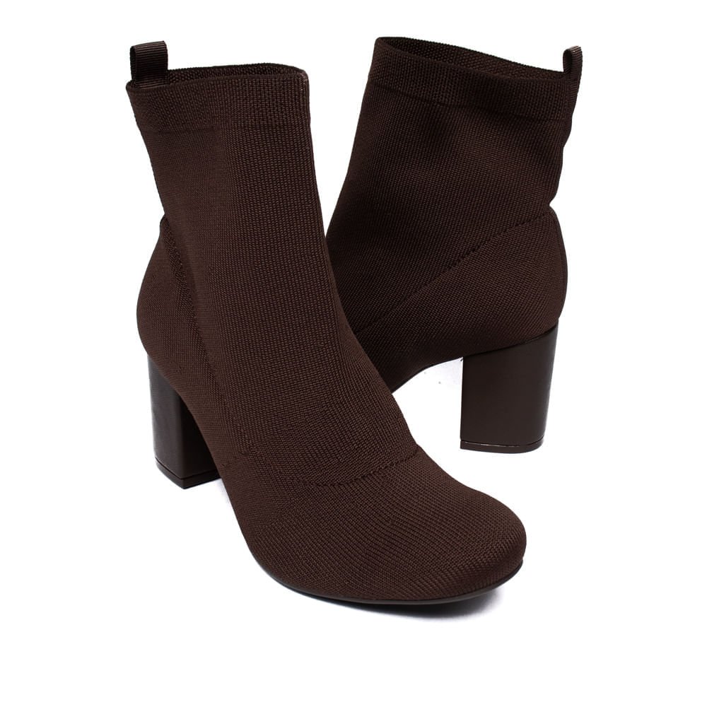 Bota Feminina Via Marte Sock Boot Knit Marrom Marrom 3