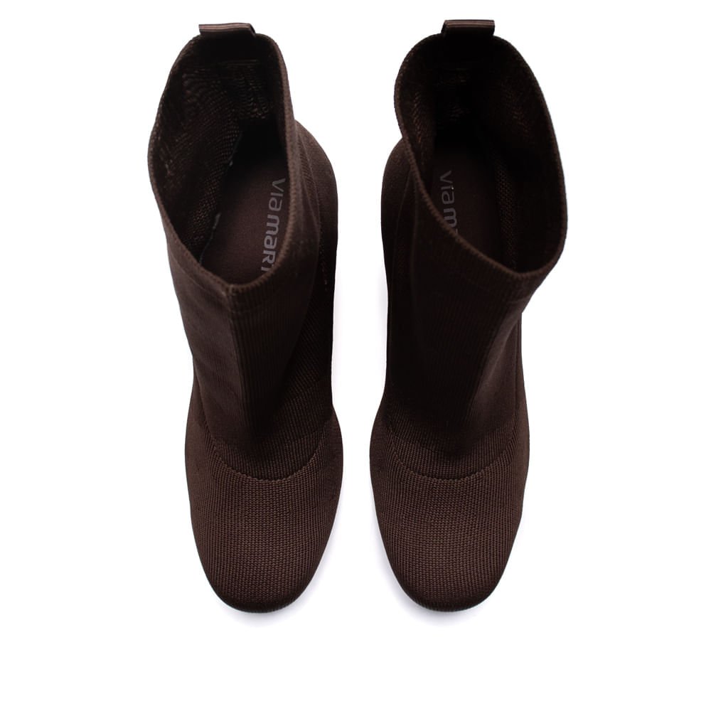 Bota Feminina Via Marte Sock Boot Knit Marrom Marrom 4
