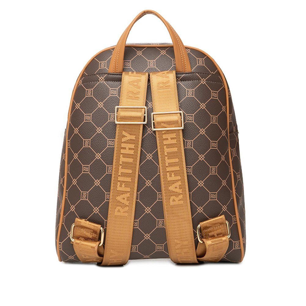 Mochila Feminina Rafitthy Monograma Bolso Frontal Marrom Marrom 2