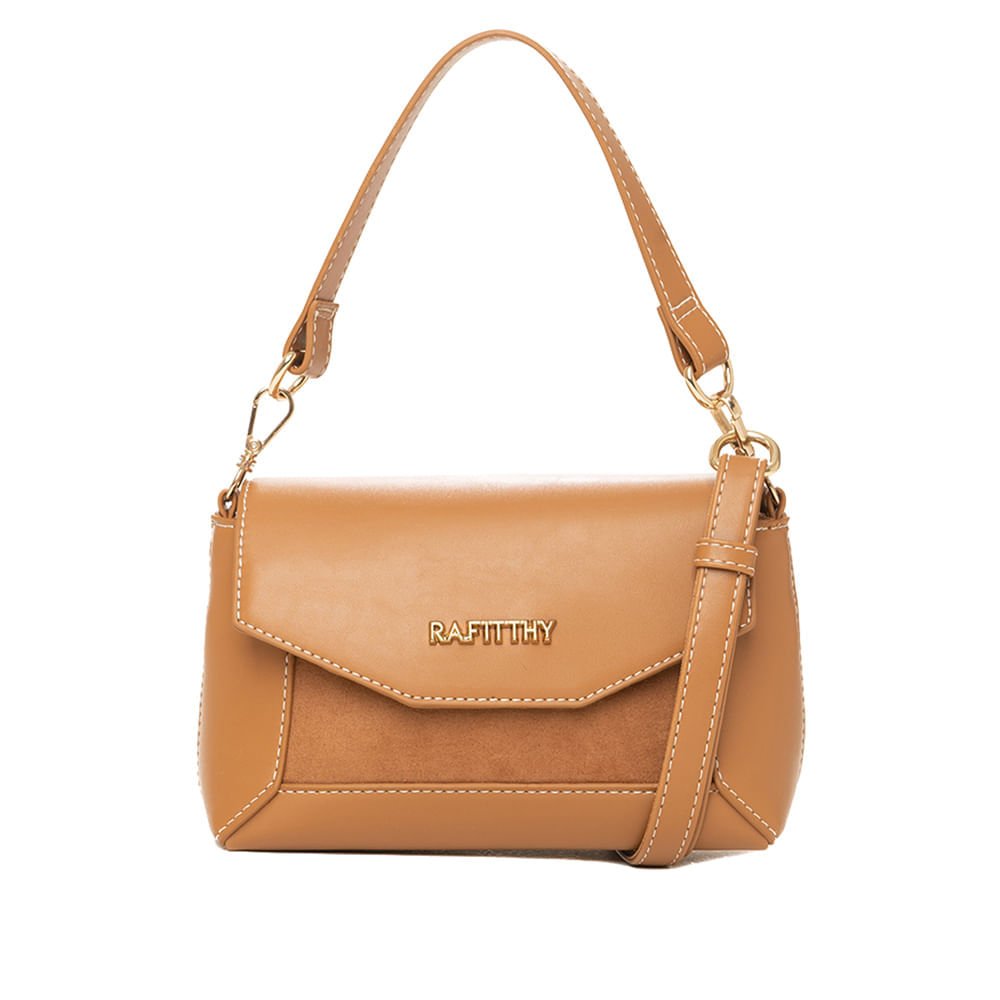 Bolsa Feminina Rafitthy Transversal Mini Flap Caramelo