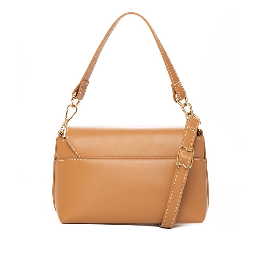 Bolsa Feminina Rafitthy Transversal Mini Flap Caramelo Marrom 2