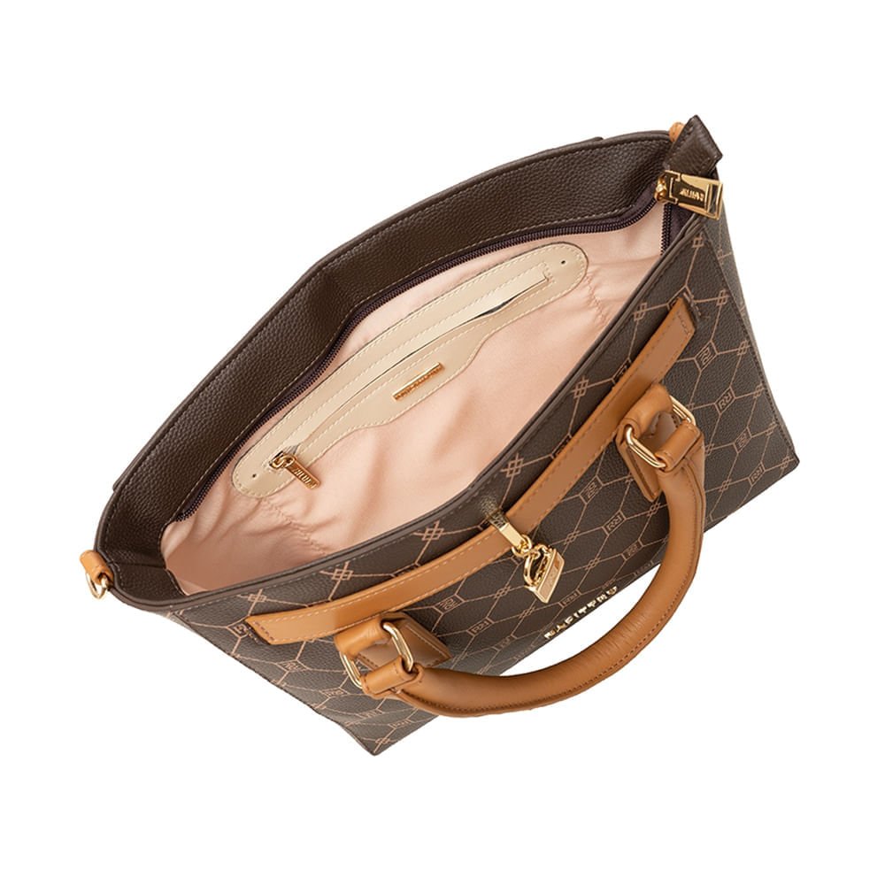 Bolsa Feminina Rafitthy Monograma Cadeado Marrom Marrom 4