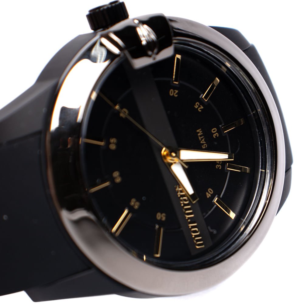 Relógio Masculino Mormaii Mopc21jah/8p Preto/Dourado Preto 4