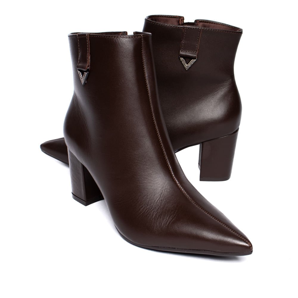 Bota Feminina Via Marte Bico Fino Couro Marrom Marrom 5