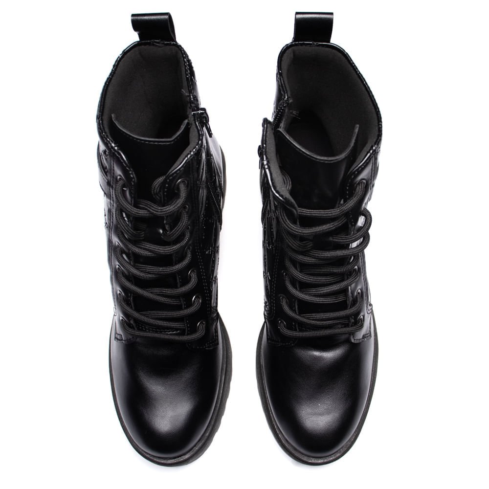 Coturno Feminino Via Marte Monograma Tratorado Preto Preto 4