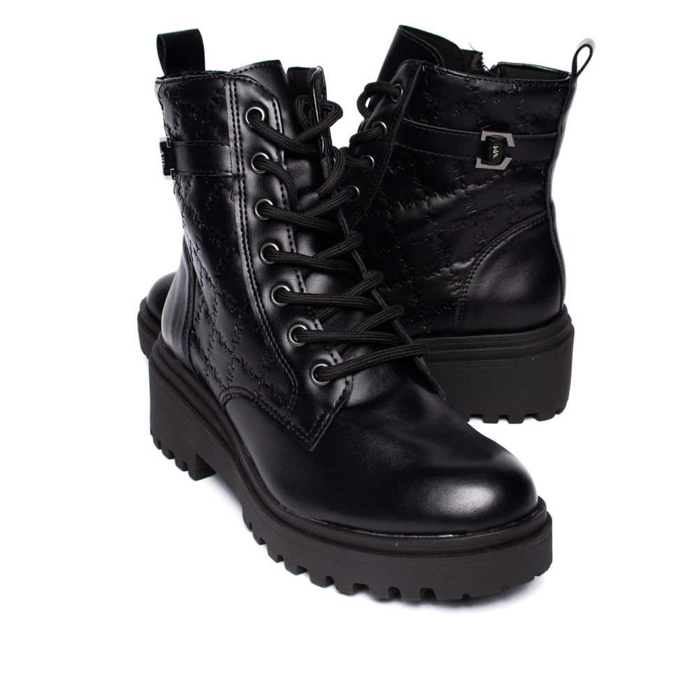 Coturno Feminino Via Marte Monograma Tratorado Preto Preto 5