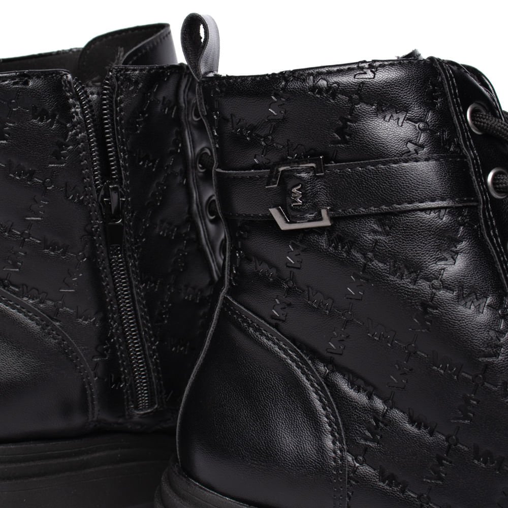 Coturno Feminino Via Marte Monograma Tratorado Preto Preto 6