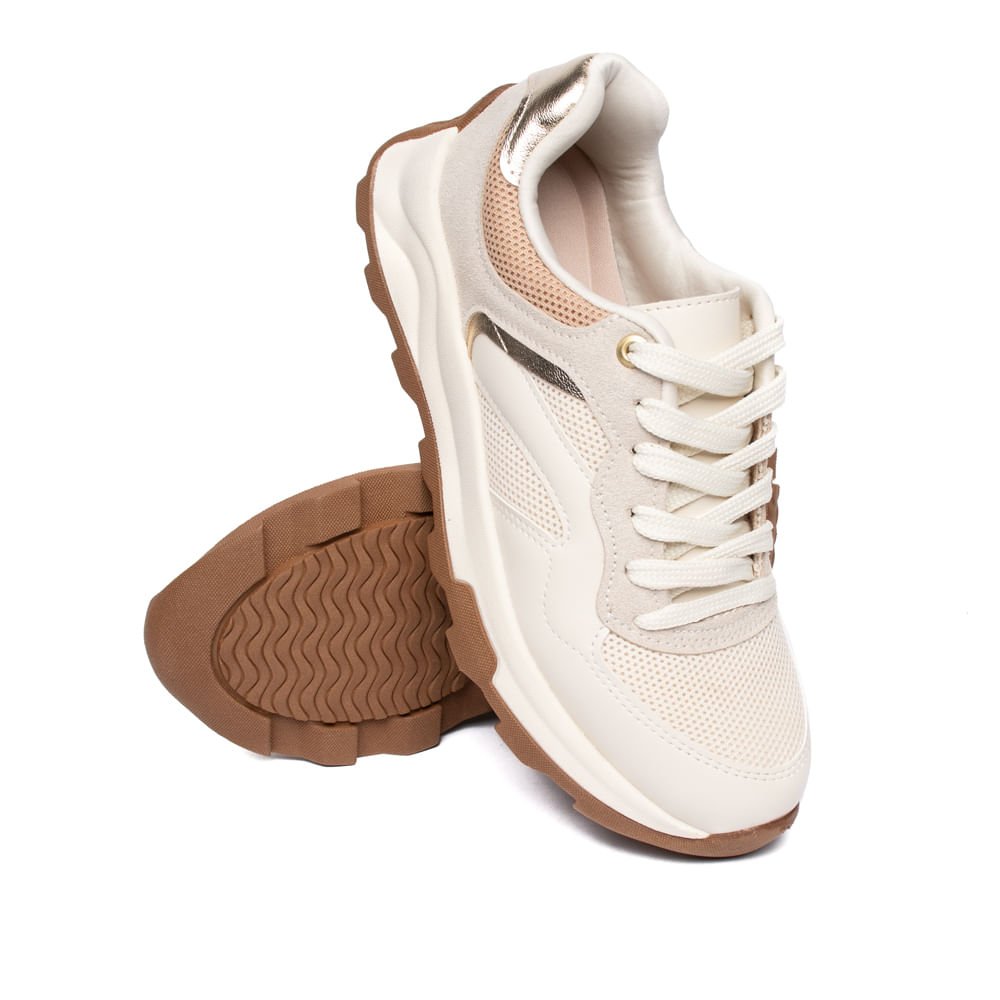 Tênis Feminino Beira Rio Chunky Casual Off White Bege 5