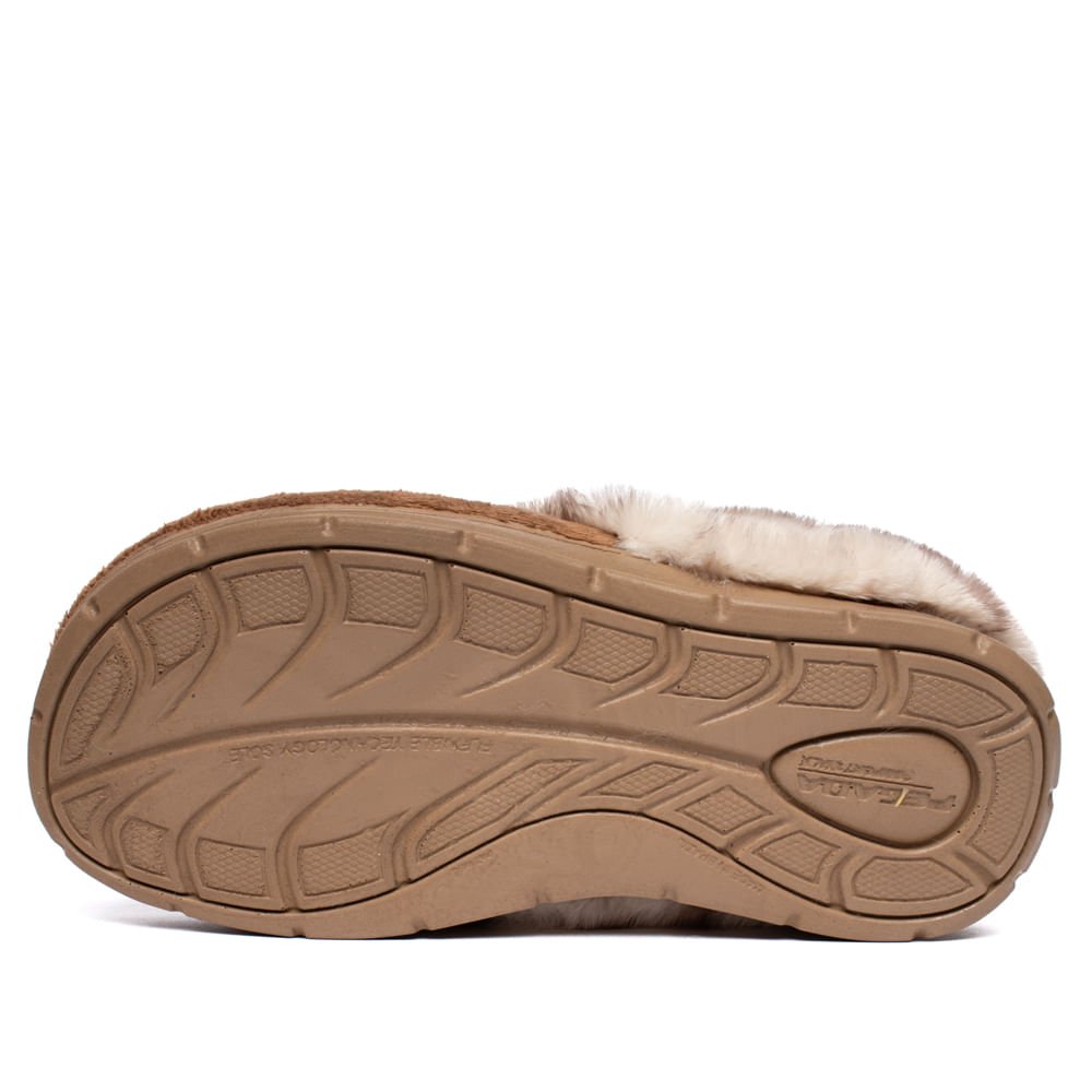 Pantufa Feminina Pegada Slip Peluciada Marrom/Bege Marrom 2