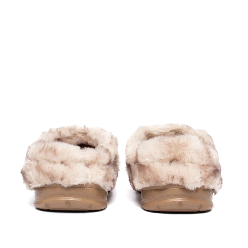 Pantufa Feminina Pegada Slip Peluciada Marrom/Bege Marrom 3