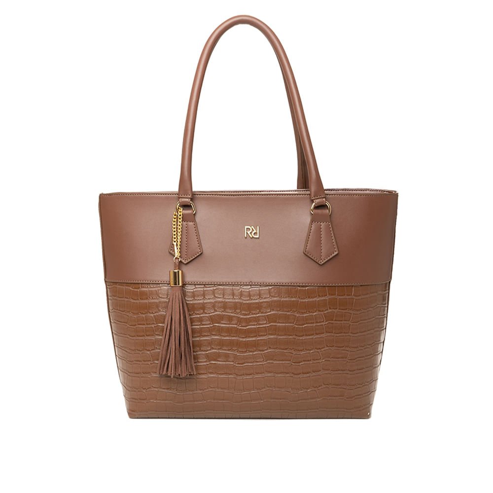 Bolsa Feminina Rafitthy Shopping Croco Grande Marrom
